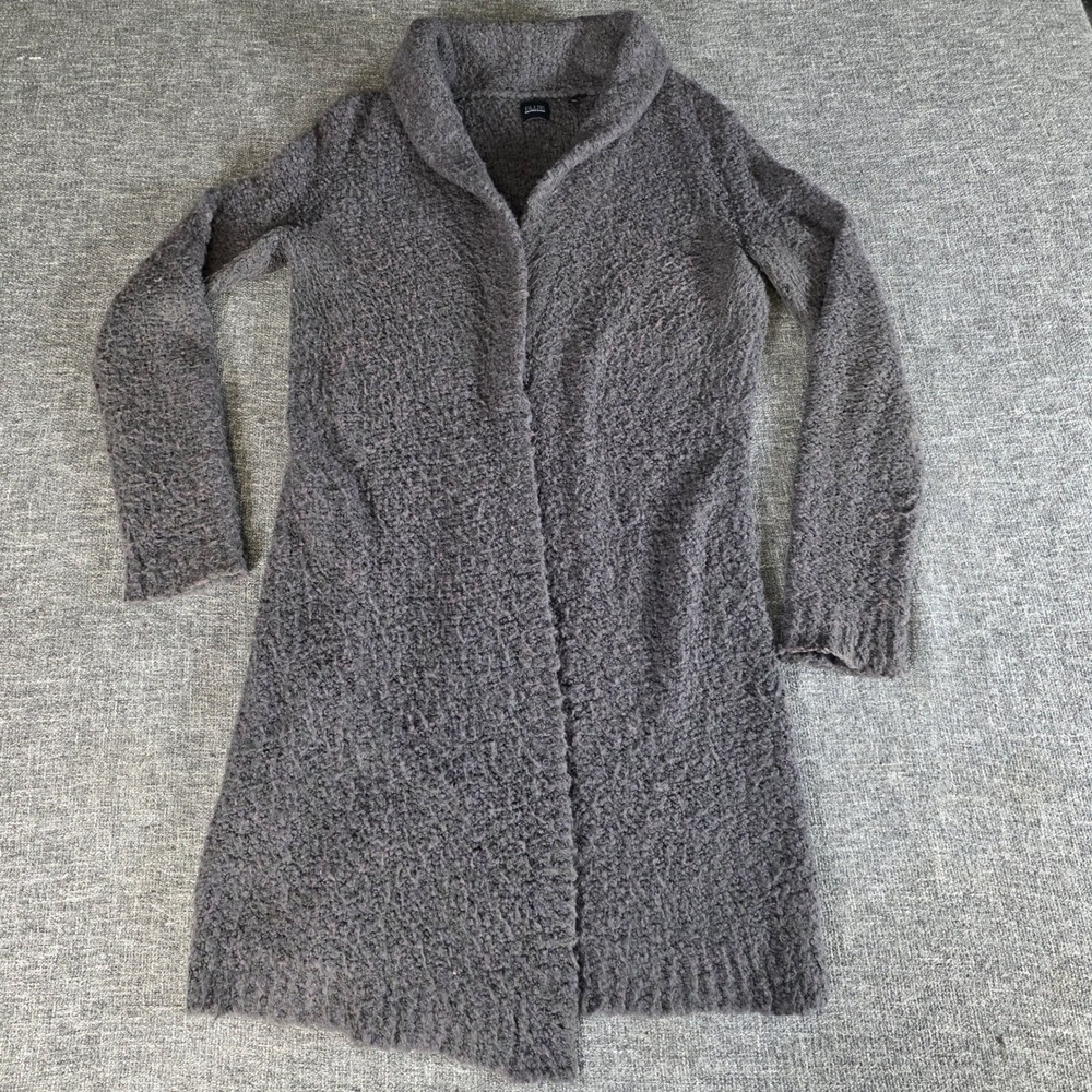 BLUE Saks Fifth Avenue Womens M Gray Wool Blend Boucle Long Cardigan Sweater